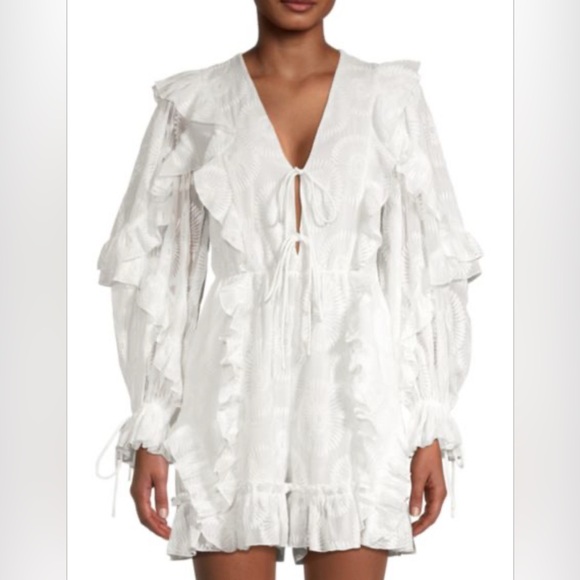 $375 Ted Baker White Ruffle Lace Romper size 6 XXL